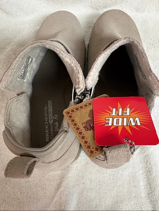 Skechers Taupe Suede Slip-On Ankle Boot with Buckle - Picture 10 of 12